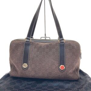 GUCCI Boston Bag Suede Brown